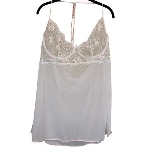 Vintage White and Light Pink Mesh Slip